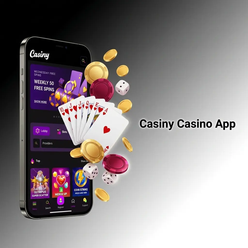 Casiny casino app lobby with live dealer games