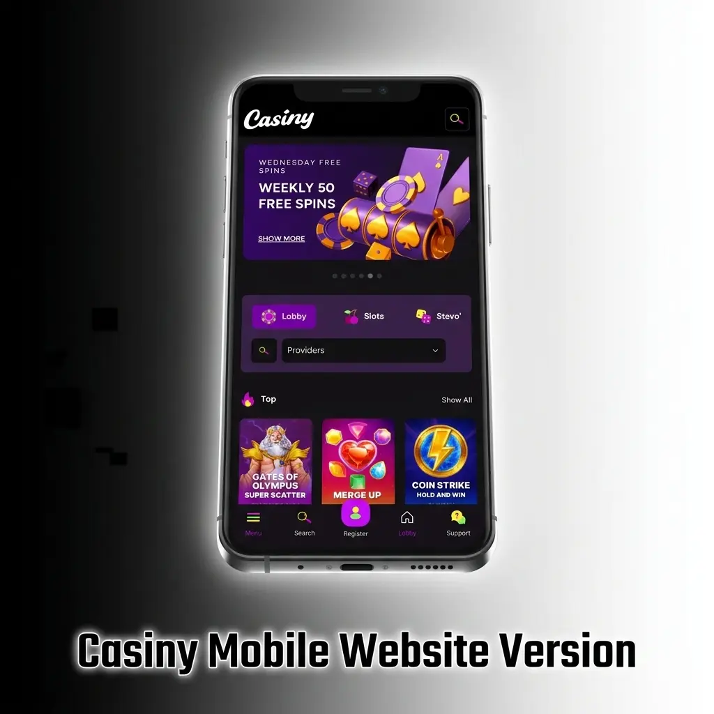 Casiny mobile website open in a smartphone browser