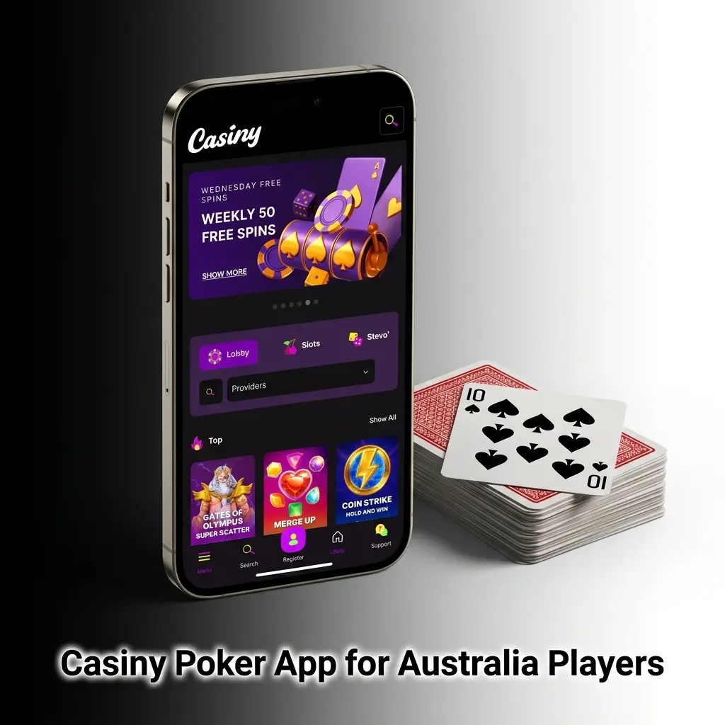 Casiny poker app running on a mobile device
