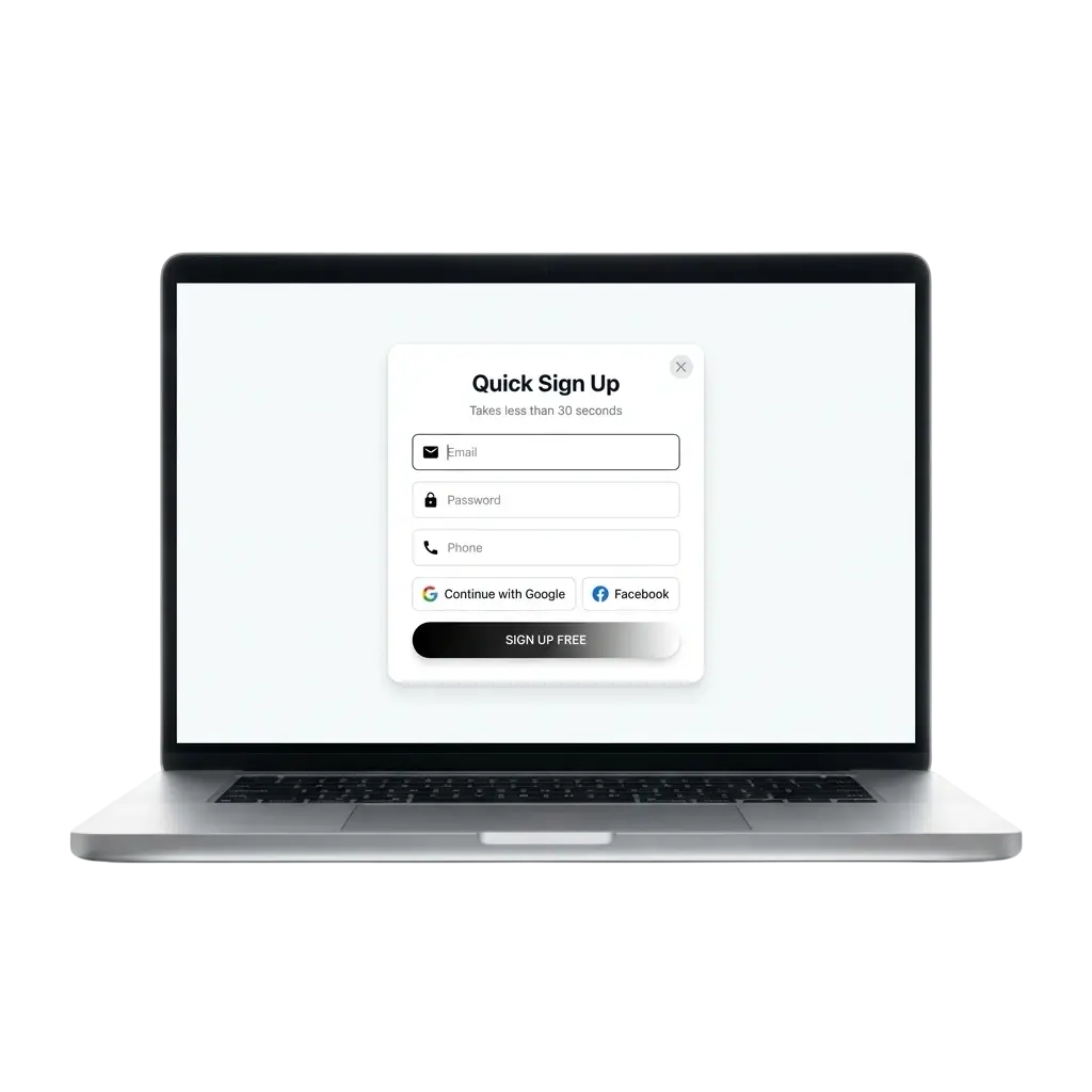 Casiny registration and login process on desktop and mobile