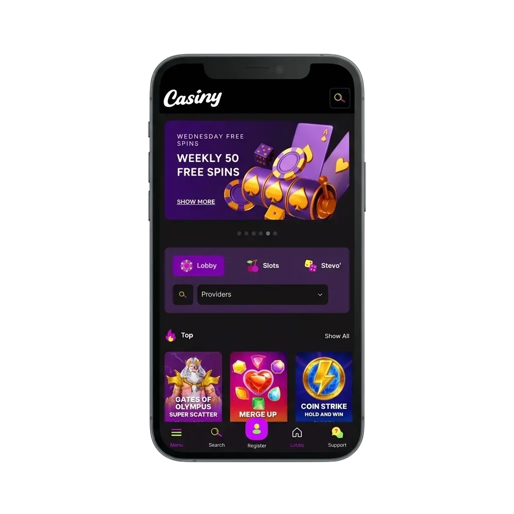 Casiny app download screen for Android and iOS