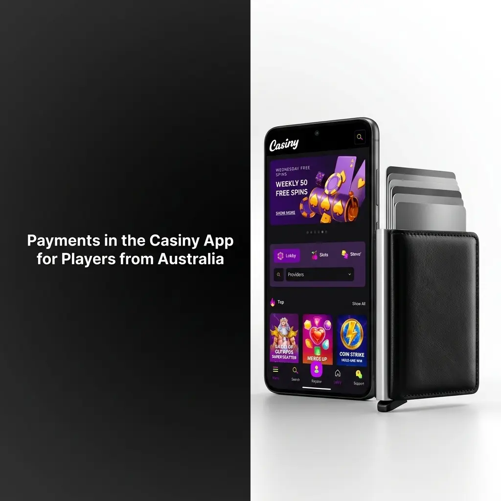 Payment methods available in the Casiny app for Australian players