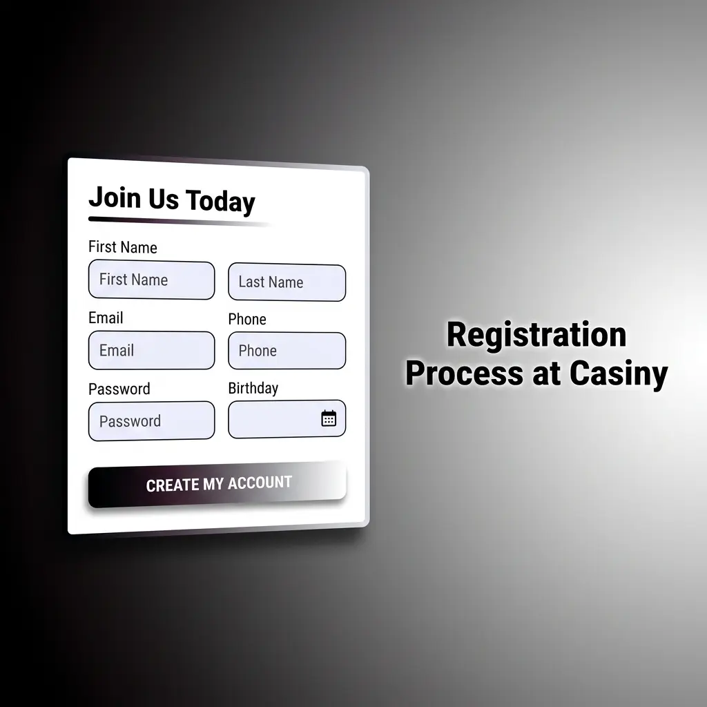 Casiny registration form on screen